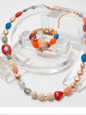 Chico's Women's Multi Color Gemstone Austyn Necklace Bracelet NWT 59 and 39